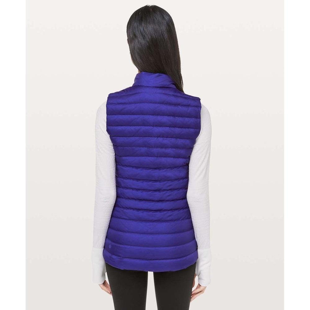 Lululemon Pack It Down Again Vest Sz 2 Lazurite Blue Goose Down Full Zip Pockets - Picture 12 of 12